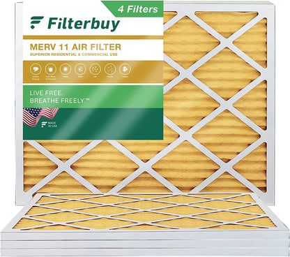 Filterbuy 16x21.5x1 MERV 11 Pleated HVAC AC Furnace Air Filters (4-Pack)