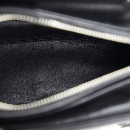 Pre-Owned Authenticated Medium Judgement Lady Dior Calf Leather Black Satchel Unisex (Good)
