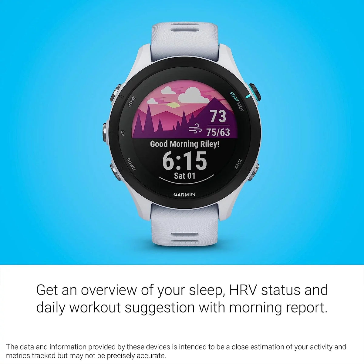 Garmin Forerunner 255S Music, Smaller GPS Running Smartwatch with Music, Advanced Insights, Long-Lasting Battery, Whitestone with Charging Base, Workout Towel, 6Ave Travel & Cleaning Kit