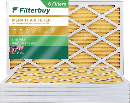 Filterbuy 14x25x1 MERV 11 Pleated HVAC AC Furnace Air Filters (6-Pack)