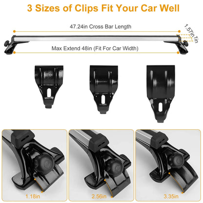 iMounTEK Roof Rack Crossbars 47.24in Car Roof Rack Aluminum Cargo Carrier with 165LBS Capacity Fit for Most Vehicle Wagon Car Without Roof Side Rail