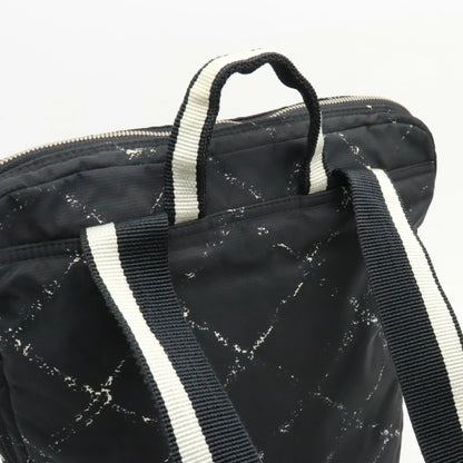 Pre-Owned CHANEL Chanel Old Travel Line Rucksack Backpack Daypack Nylon Jacquard Black (Good)