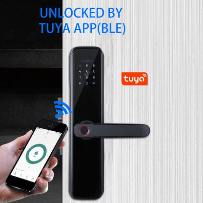 Htovila Smart Lock Fingerprint Lock Door Lock Keypad Door Lock with Handle Fingerprint Electronic Deadbolt Door Lock Smart Door Lock Compatible with APP