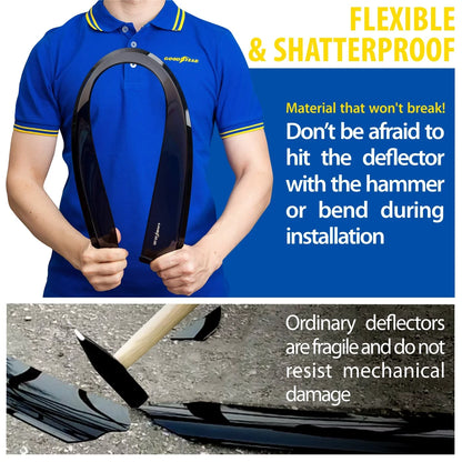 Goodyear Shatterproof in-Channel Window Deflectors for Ford F150 2021-2024 Regular Cab/SuperCrew/SuperCab, Rain Guards, Window Visors for Cars, Vent Deflector, Car Accessories, 2 pcs - GY003497