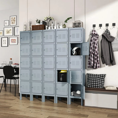 IKIMI 66" Metal Storage Cabinet Locker for School, Gym, Home Office, Steel Locker Cabinet With 5 Doors for Employees, Students