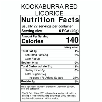 Kookaburra Soft Australian Red Licorice 6 lbs.