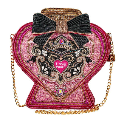 Mary Frances LOVE POTION Pink Bottle Beaded Handbag Purse NEW