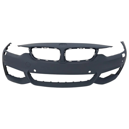 Front BUMPER COVER Compatible For BMW 4-SERIES 2014-2018 Primed with M Sport Line with HLW PDC Sensor Holes/Cam Conv/Coupe/HB- CAPA