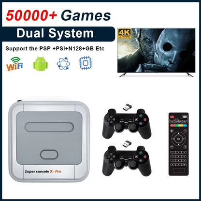 Onemayship Retro Game Console 256GB, Super Console X PRO Built in 50,000+ Games, Video Game Console Systems for 4K TV HD/AV Output, Dual Systems, Compatible with PS1/PSP/MAME/ATARI