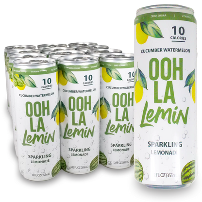 Ooh La Lemin Sparkling Lemonade, Cucumber Watermelon, 12 fl oz, 12 pack