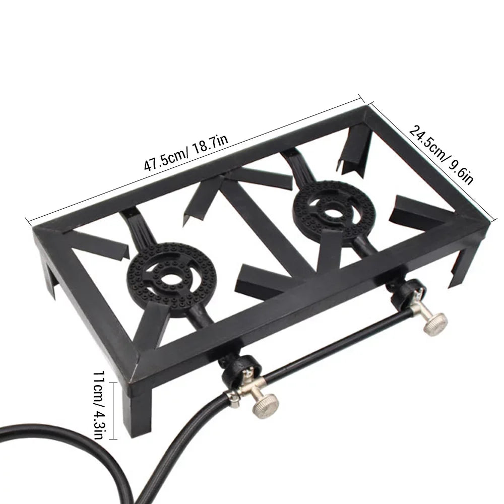 Lixada Propane Gas Cast Iron Stove Double Size for Patio BBQ Camping Cooking Standard