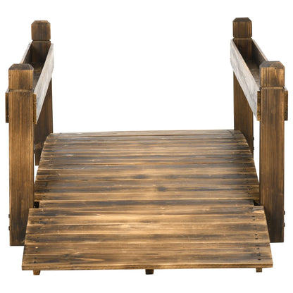 Outsunny Wooden Garden Bridge with Planters, Stained Finish Arc Footbridge