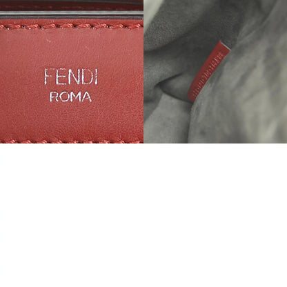Pre-Owned Fendi FENDI handbag shoulder bag dot com leather red silver ladies e55932a (Good)