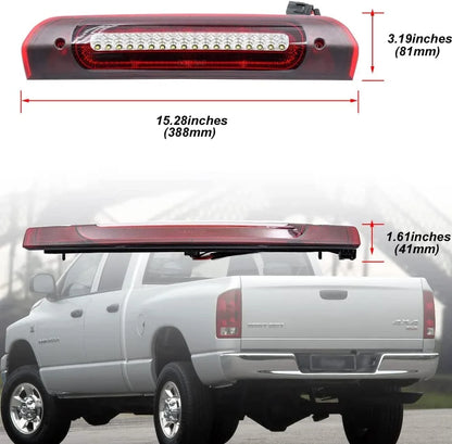 NSLUMO Led Third Brake Light Replacement for 2002-2009 Dodge RAM 1500 2500 3500 Red LED Strobe 3rd Brake Light White Reverse Cargo Light Kit Euro Clear Lens CHMSL Rear Tail Brake Lamp Assembly