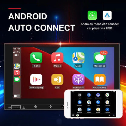 KingFurt 7" Double Din Car Stereo with Apple Carplay & Android Auto Play MP5 Camera HD Screen, FM Radio, Mirror Link