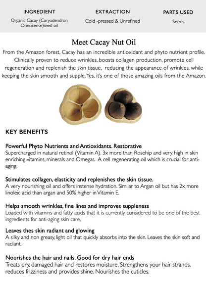 Organic Cacay Beauty Oil, Super Cacay Serum, Smooths, Restores, Renews, Regenerate, Phyto Retinol, 100% Pure & Natural
