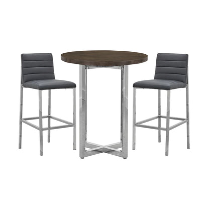 Modus Amalfi 32" Round Bar Table w Wood Top in Taupe