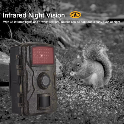 Meterk 1080P Trail Camera 16MP Wildlife Camera Tracking Camera with 2.0 Inch TFT Color Screen 0.8s Trigger Time Supports Infrared Night Vision Motion Activated IP66 Waterproof