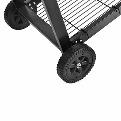 Dcenta Charcoal BBQ Stand with Lower Shelf and Rims Steel Barbecue Grill Black for Camping Cooking, Grilling, Smoking, Picnic, Hiking, Party, Garden, Patio 39.4 Inch Length