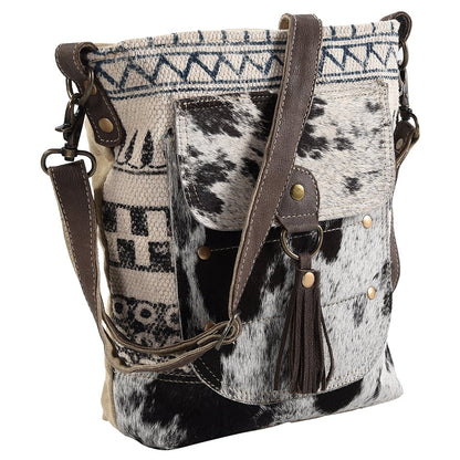 KB OHLAY MESSENGER Upcycled Wool Upcycled Canvas Hair-on Genuine Leather women bag western handbag purse