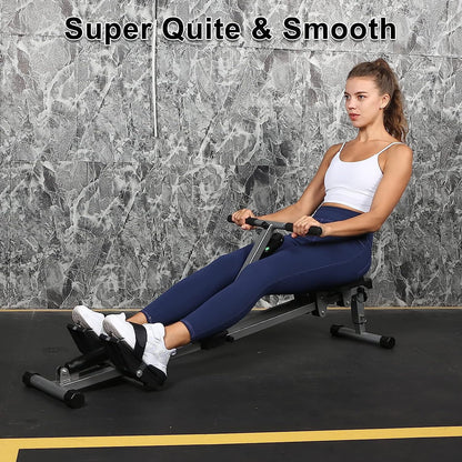 YSSOA Rowing Machine Rower Ergometer, with 12 Levels of Adjustable Resistance, Digital Monitor and 260 lbs of Maximum Load Black