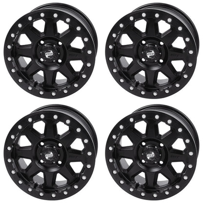 (4 Pack) 4/137 Tusk Uinta Beadlock Wheel 15X7 5.0 + 2.0 Matte Black For Can-Am Defender Hd10 Pro Dps 2020-2023