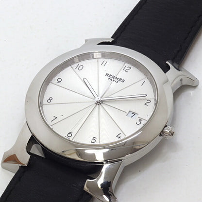 Pre-Owned HERMES Men's Watch H Rondo HR1.710 Quartz □J Engraved Silver Dial Finished (Good)