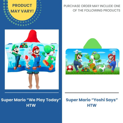 Super Mario Bath/Pool/Beach Soft Cotton Terry Hooded Towel Wrap, 24 in x 50 in, By Franco Kids