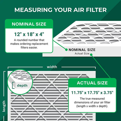 Filterbuy 12x18x4 MERV 13 Pleated HVAC AC Furnace Air Filters (2-Pack)