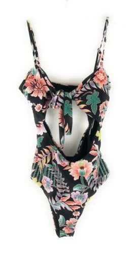 Raisins BLACK Indo Bloom Puerto Vallarta Cheeky One-Piece Swimsuit, US Small