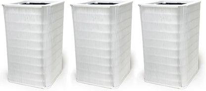 Nispira Collapsible True HEPA Particle Activated Charcoal Filter Replacement Compatible with Blueair Blue Pure 121 Large Air Purifier 620 SQ.FT | Remove Smoke VOCs | 3 Pack