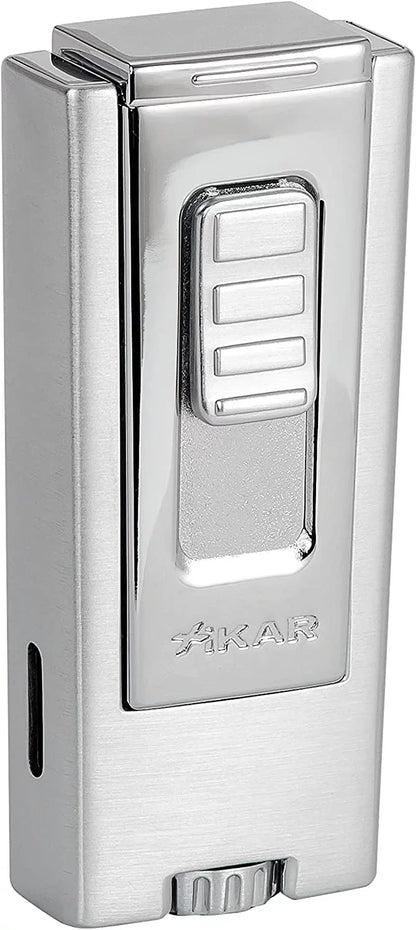 Xikar Trezo Lighter, Inline Triple Jet Flame- Chrome Polish , Lifetime Warranty