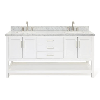 Ariel S073dcwrvo Magnolia 73" Free Standing Double Basin Vanity Set - White
