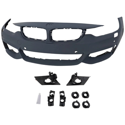 Front BUMPER COVER Compatible For BMW 4-SERIES 2014-2018 Primed with M Sport Line with HLW PDC Sensor Holes/Cam Conv/Coupe/HB- CAPA