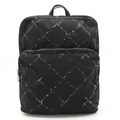 Pre-Owned CHANEL Chanel Old Travel Line Rucksack Backpack Daypack Nylon Jacquard Black (Good)