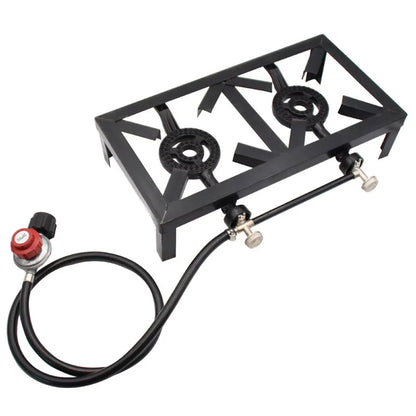 Lixada Propane Gas Cast Iron Stove Double Size for Patio BBQ Camping Cooking Standard