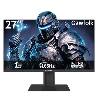 Gawfolk 27" PC Gaming Monitor 165Hz, Full HD 1080P Bezel-less Display Supports DP and HDMI (Black)