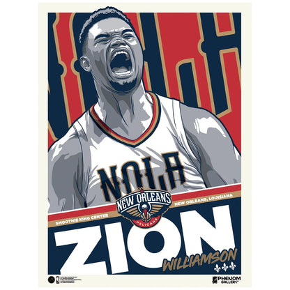 Phenom Gallery Zion Williamson New Orleans Pelicans 18'' x 24'' Serigraph