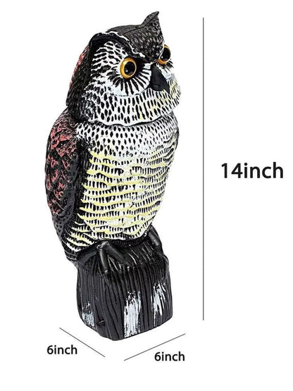 Listenwind Realistic Owl Decoy With Rotating Head Bird Pigeon Crow Scarer