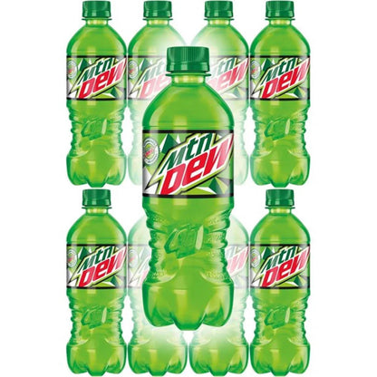 Mountain Dew Soda Pop 20oz Bottles, Quantity of 8