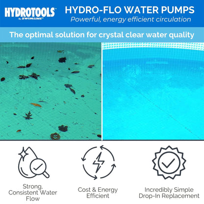 HYDROTOOLS By SWIMLINE 714061 Hydro-Flo 0.35 HP (0.45 THP) 2400 GPH ABOVE GROUND Powerful Pool Pump 1 Speed Extra Large Strainer Basket Vertical Discharge 115V Energy Saving Silent Noise DOE Certified
