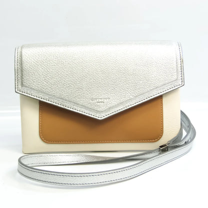 Pre-Owned Givenchy Duetto BB500VB01C Women's Leather Shoulder Bag Beige,Silver (Good)