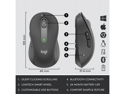 Logitech Signature MK650 Combo for Business, Wireless Mouse and Keyboard, Logi Bolt, Bluetooth, SmartWheel, Globally Certified, Windows/Mac/Chrome/Linux - Graphite