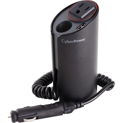 CyberPower CPS150CHU Mobile Power Inverter 150W with USB Charger, Cup Holder