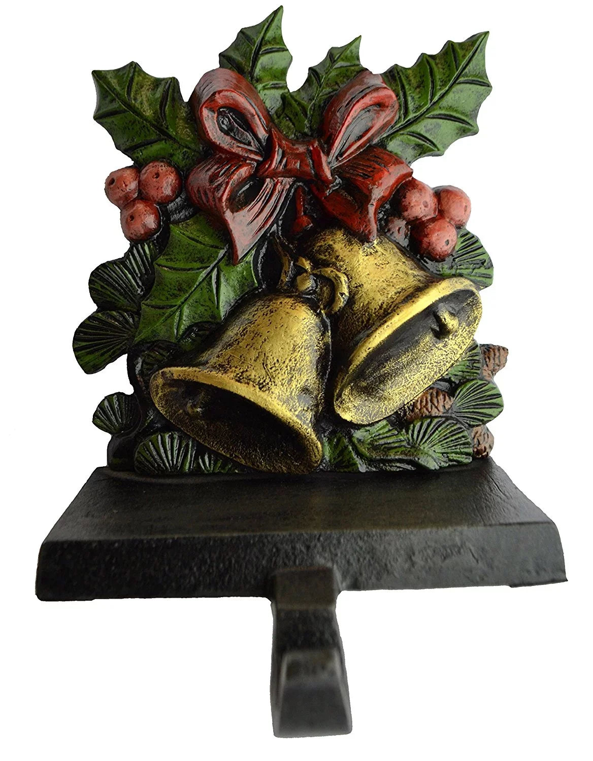 Lulu Decor, Cast Iron Christmas Stocking Holder, Strong and Durable Hook, Designed, Measures 7 X 5.5 inches, Weighs 3.5 lbs, Perfect (Bell)
