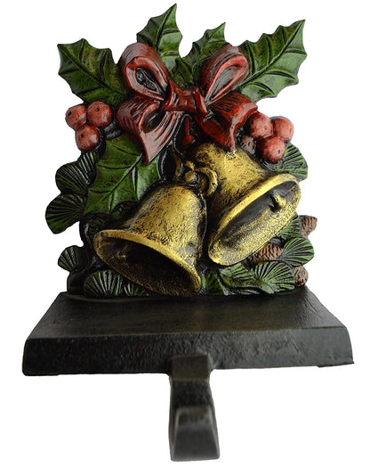 Lulu Decor, Cast Iron Christmas Stocking Holder, Strong and Durable Hook, Designed, Measures 7 X 5.5 inches, Weighs 3.5 lbs, Perfect (Bell)