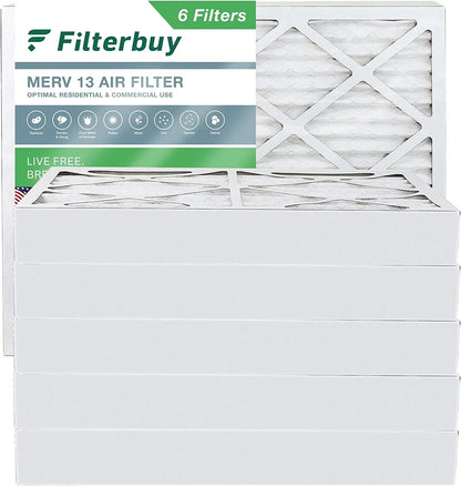 Filterbuy 20x24x4 MERV 13 Pleated HVAC AC Furnace Air Filters (6-Pack)