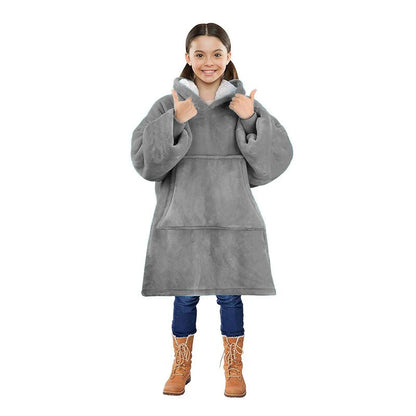 Oversized Kids Hoodie Blanket with Front Pocket, Soft Polyester