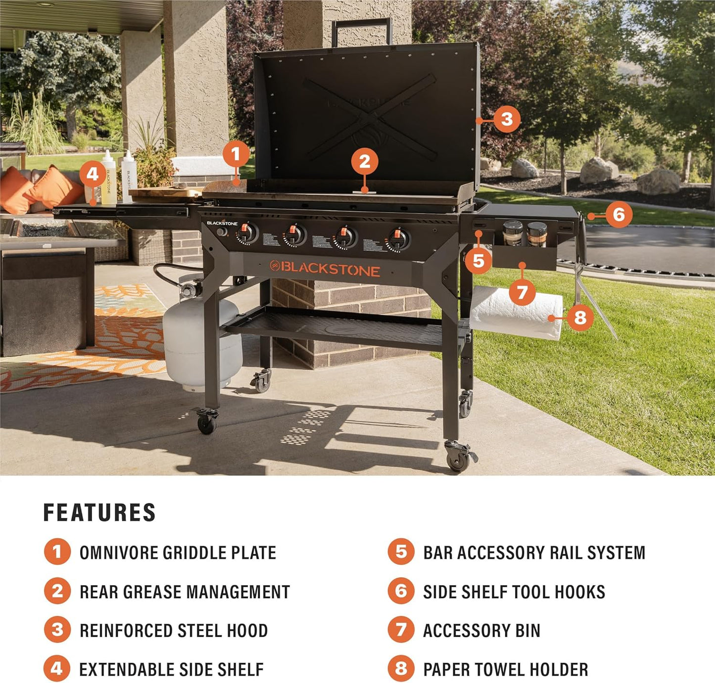 Iron-Forged 36 Omnivore Griddle – Premium Powder-Coated Steel with Reinforced Hood, Black Finish