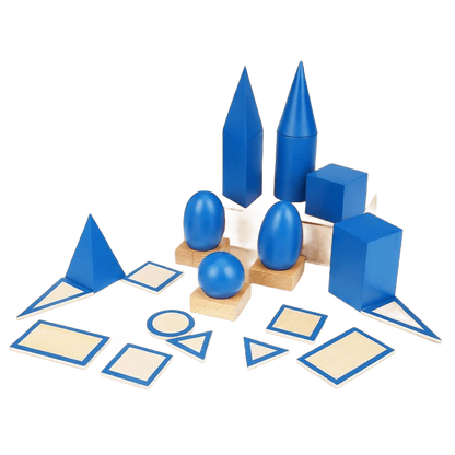 3D Geometric Solids – Durable Wooden Math Learning Set